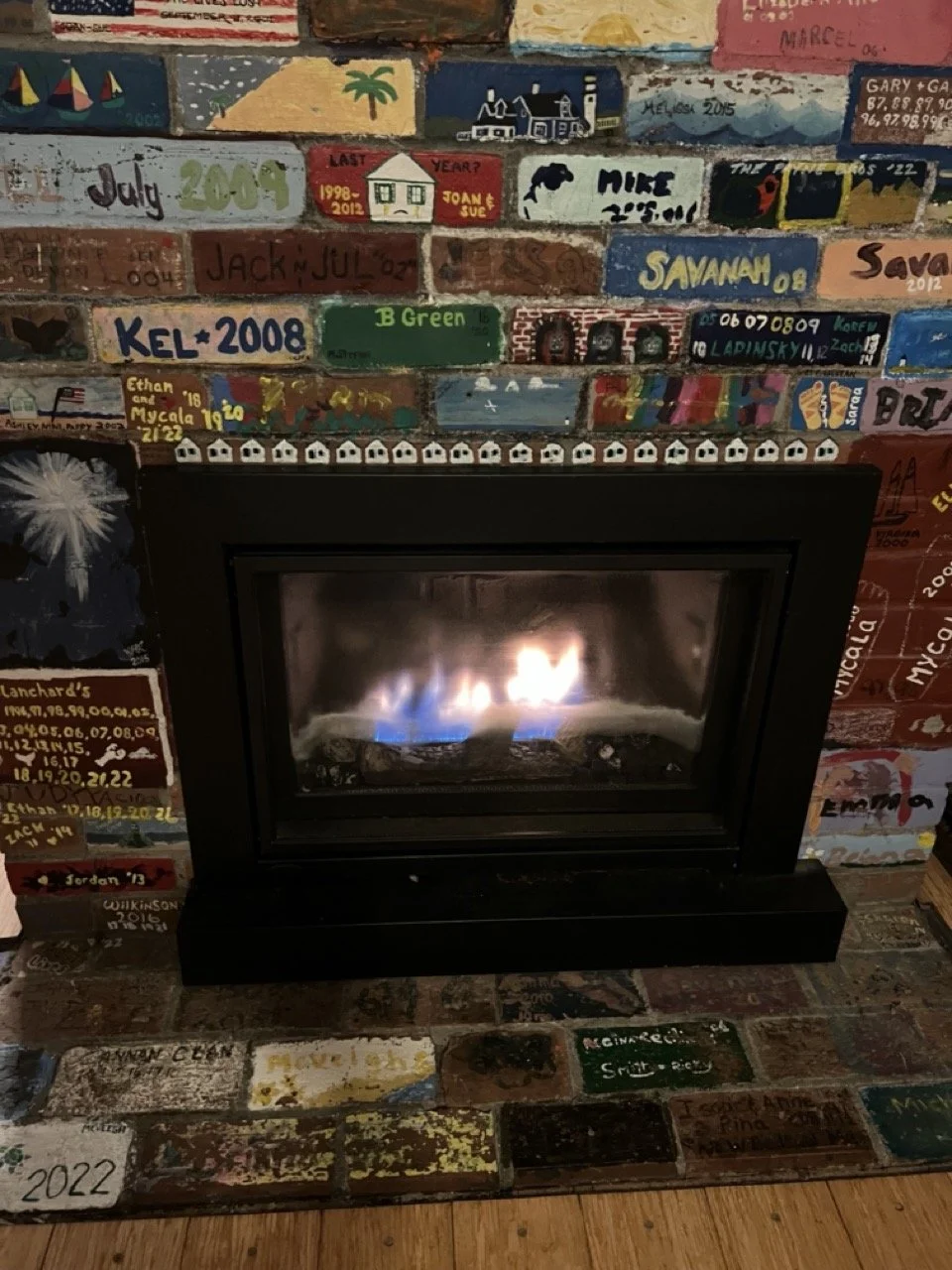 fireplace inside daisy cottage